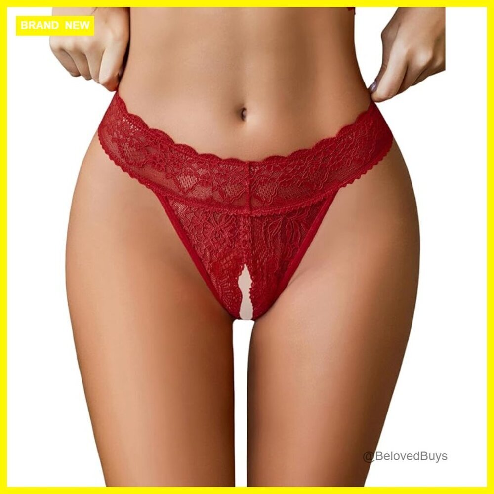 Large Lace Thong Panties Low Rise T Back Soft Nylon Spandex